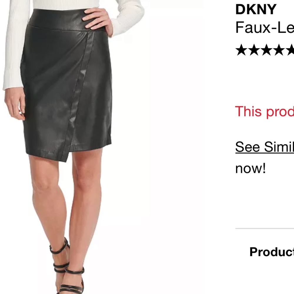 DKNY asymmetrical faux-leather skirt. Size 12